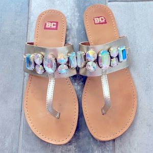 EUC BC footwear sandals with iridescent chunky 💎s